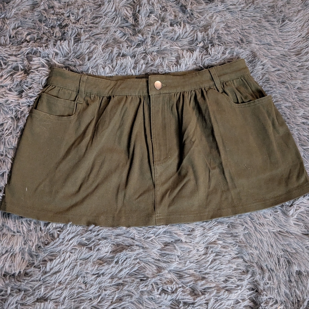 Current Mood Dark Olive Skater Skirt